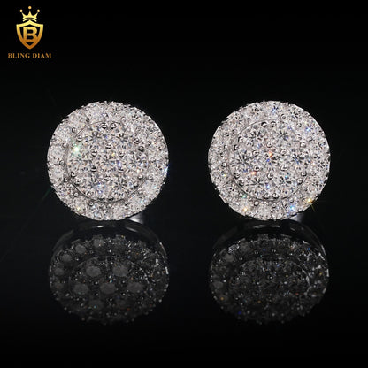Double Halo Cluster Moissanite Stud Earrings