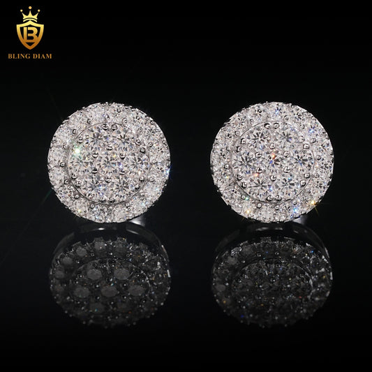 Double Halo Cluster Moissanite Stud Earrings