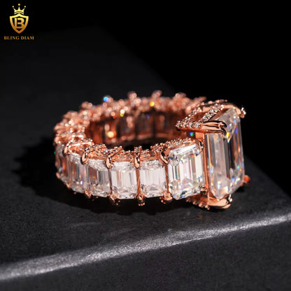 Emerald-cut moissanite ring