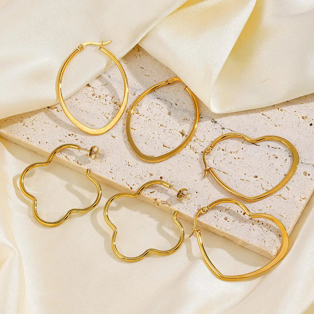 Heart Circle Flower Earrings