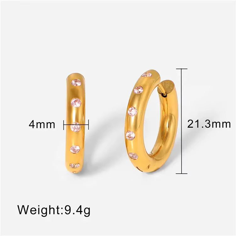 Colorful Zircon Hoop Huggie Earrings