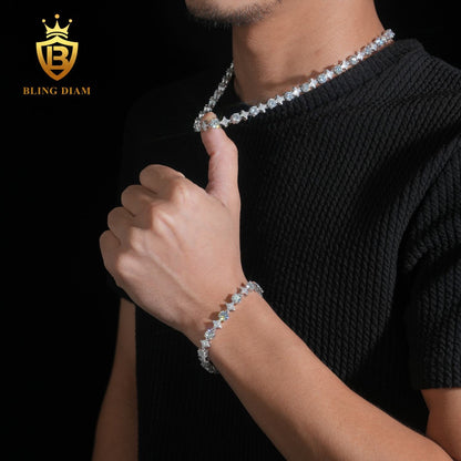 8mm Star Shape 925 Silver moissanite tennis chain