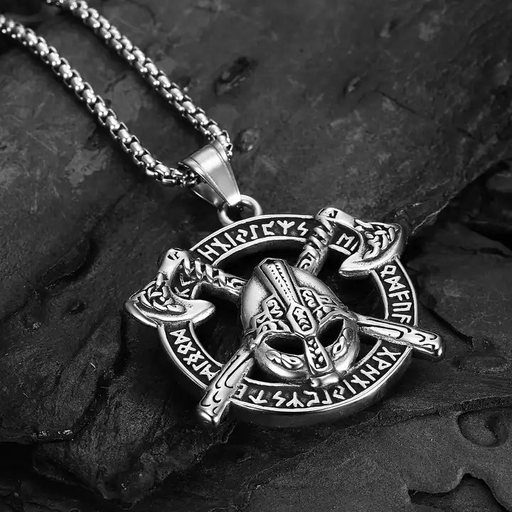 Viking Warrior Axe Cross Necklace