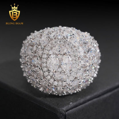 Iced-out moissanite ring