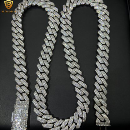 925 Silver 16mm 3 Rows VvsMoissanite Cuban Chain