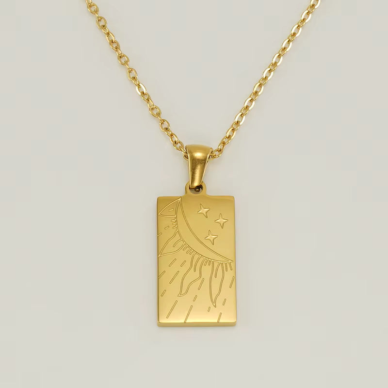 Rectangle Zircon Cross Pendant Necklace