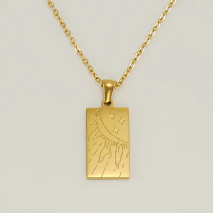 Rectangle Zircon Cross Pendant Necklace