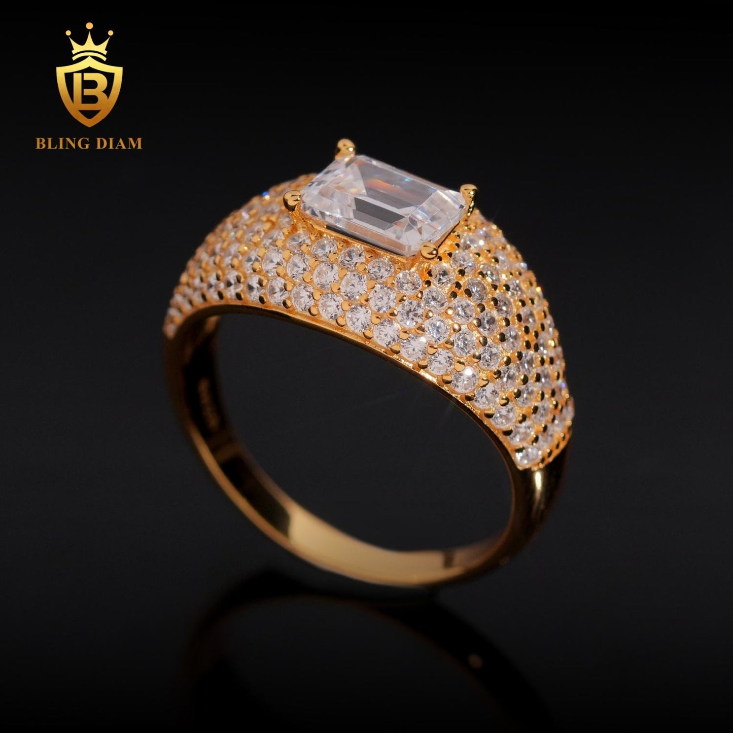 Emerald-cut moissanite ring