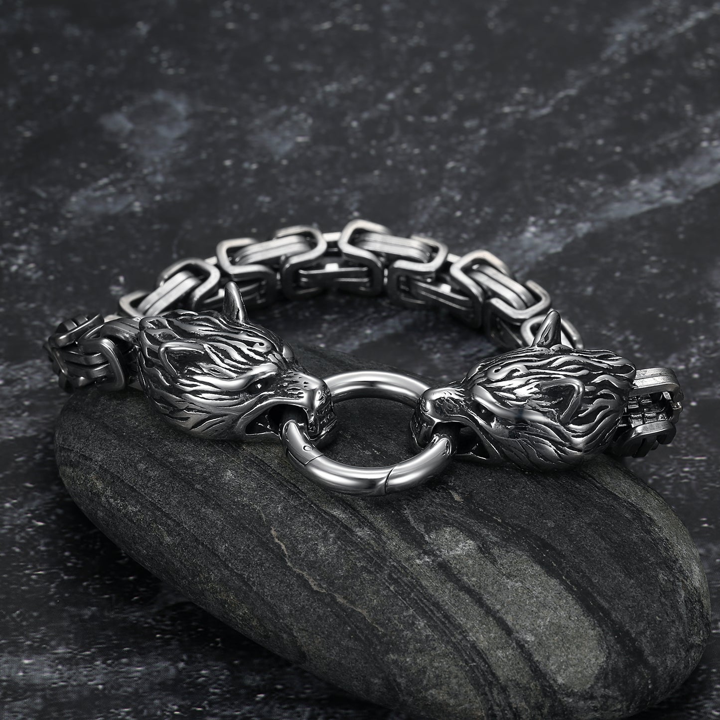 Nordic Viking Wolf Head Bracelet