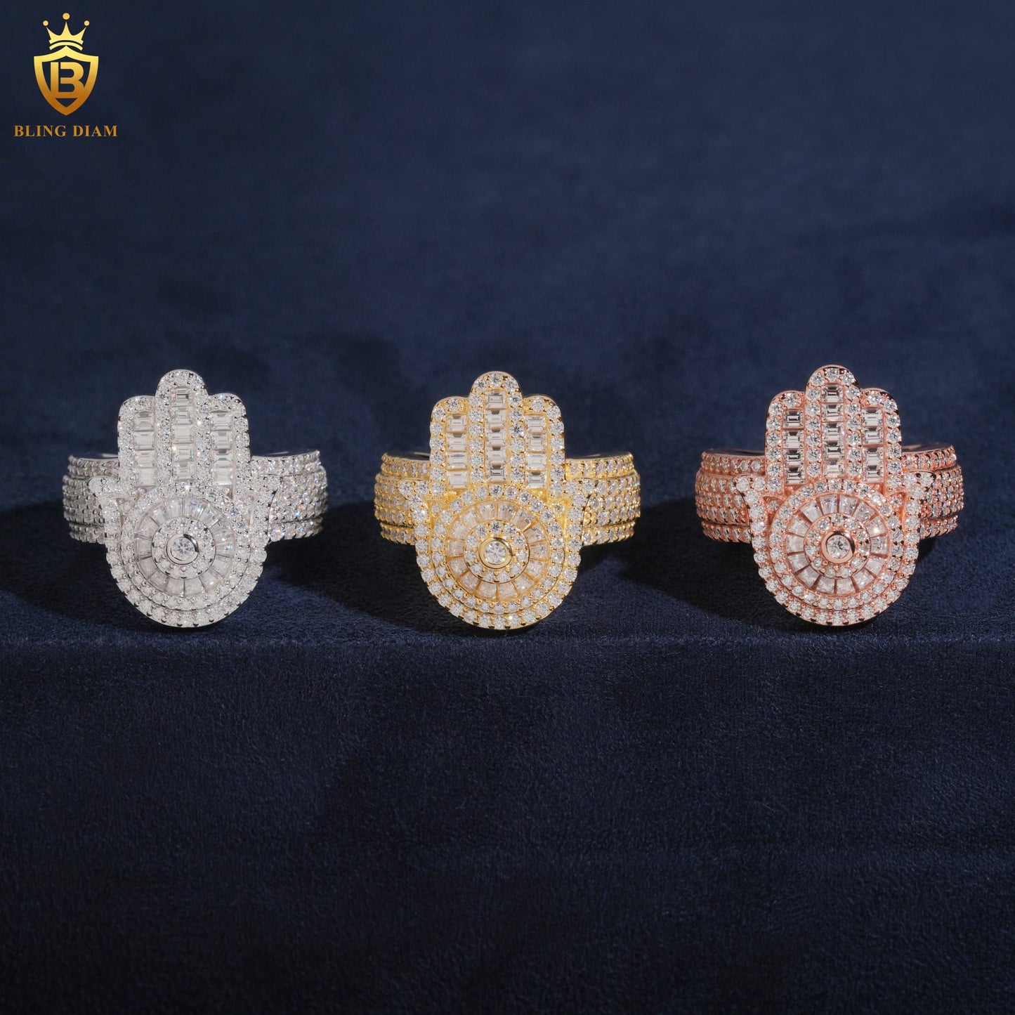 Hamsa hand iced-out ring