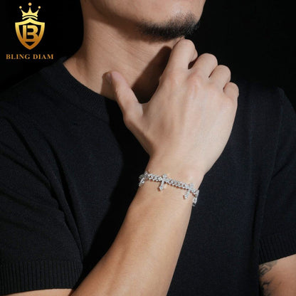 Cross Cuban Link Moissanite Bracelet