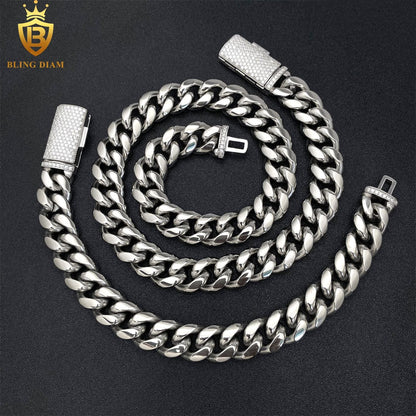 14mm Cuban Link 925 Sterling Silver Vvs Moissanite chain