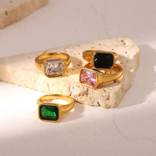 Rectangle Crystal Rings