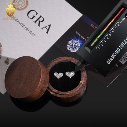 Heart-Shaped Full Pavé Moissanite Stud Earrings