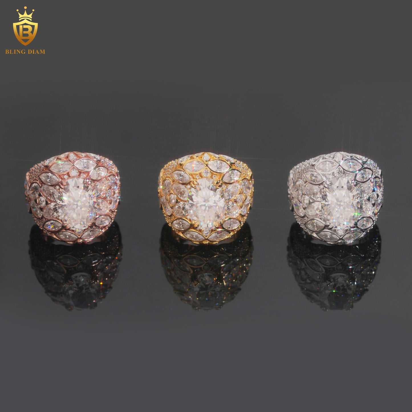 Buss down iced-out ring