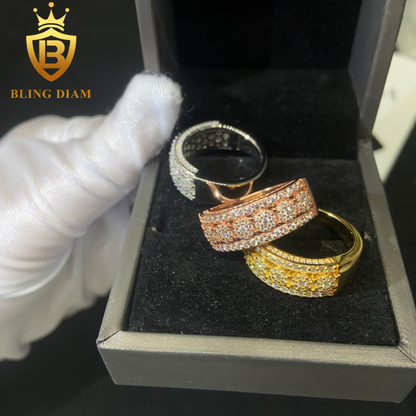 Iced-out moissanite ring
