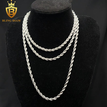 Moissanite Rope Chain | 6mm VVS | Sterling Silver