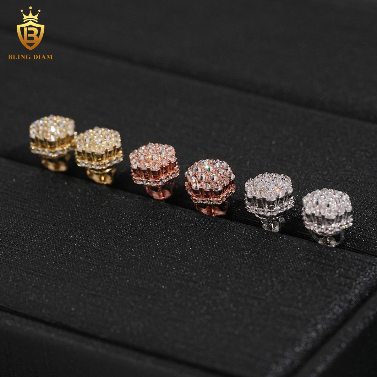 VVS Moissanite Hexagon Stud Earrings