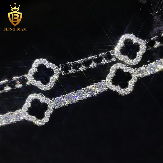 Four-Leaf Clover Moissanite Cuban Bracelet