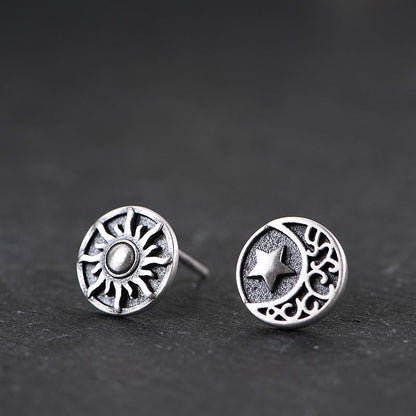 Sun Star Crescent Earrings