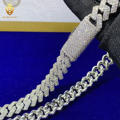12mm 925 Sterling Silver Cuban 2 Rows Chain