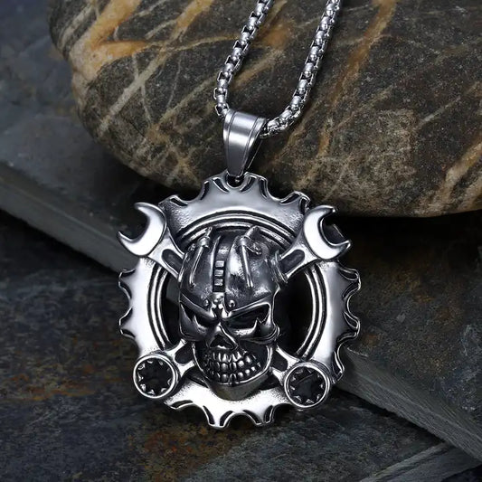 Punk Skull Wrench Pendant
