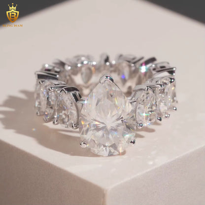 Pear-cut moissanite ring