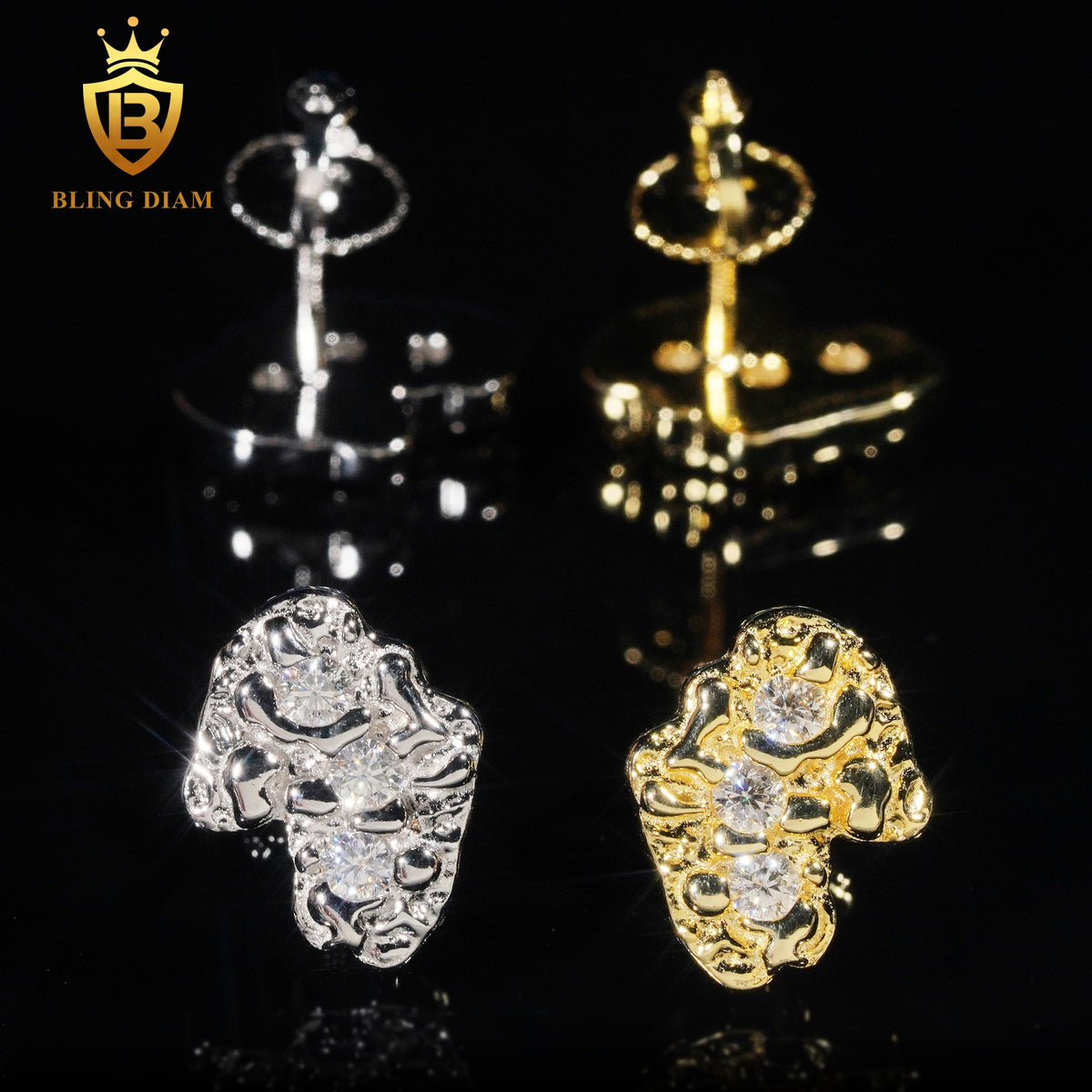 Moissanite Nugget Stud Earrings