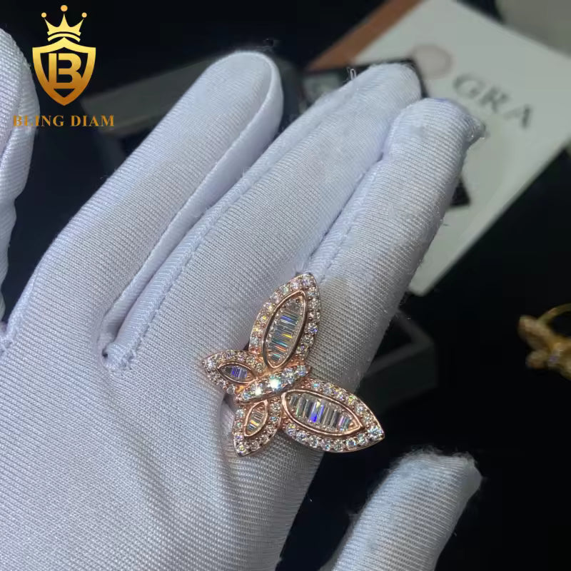 Butterfly-shape moissanite ring