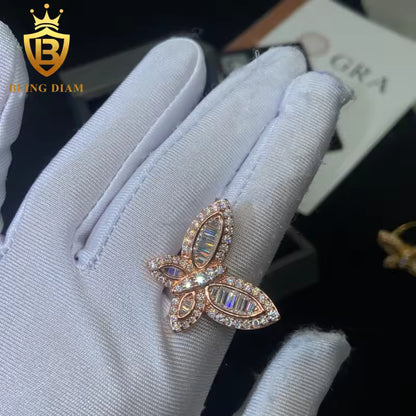 Butterfly-shape moissanite ring