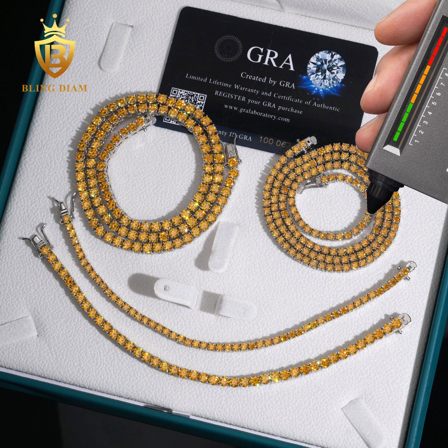 Yellow Moissanite sterling silver Tennis Chain