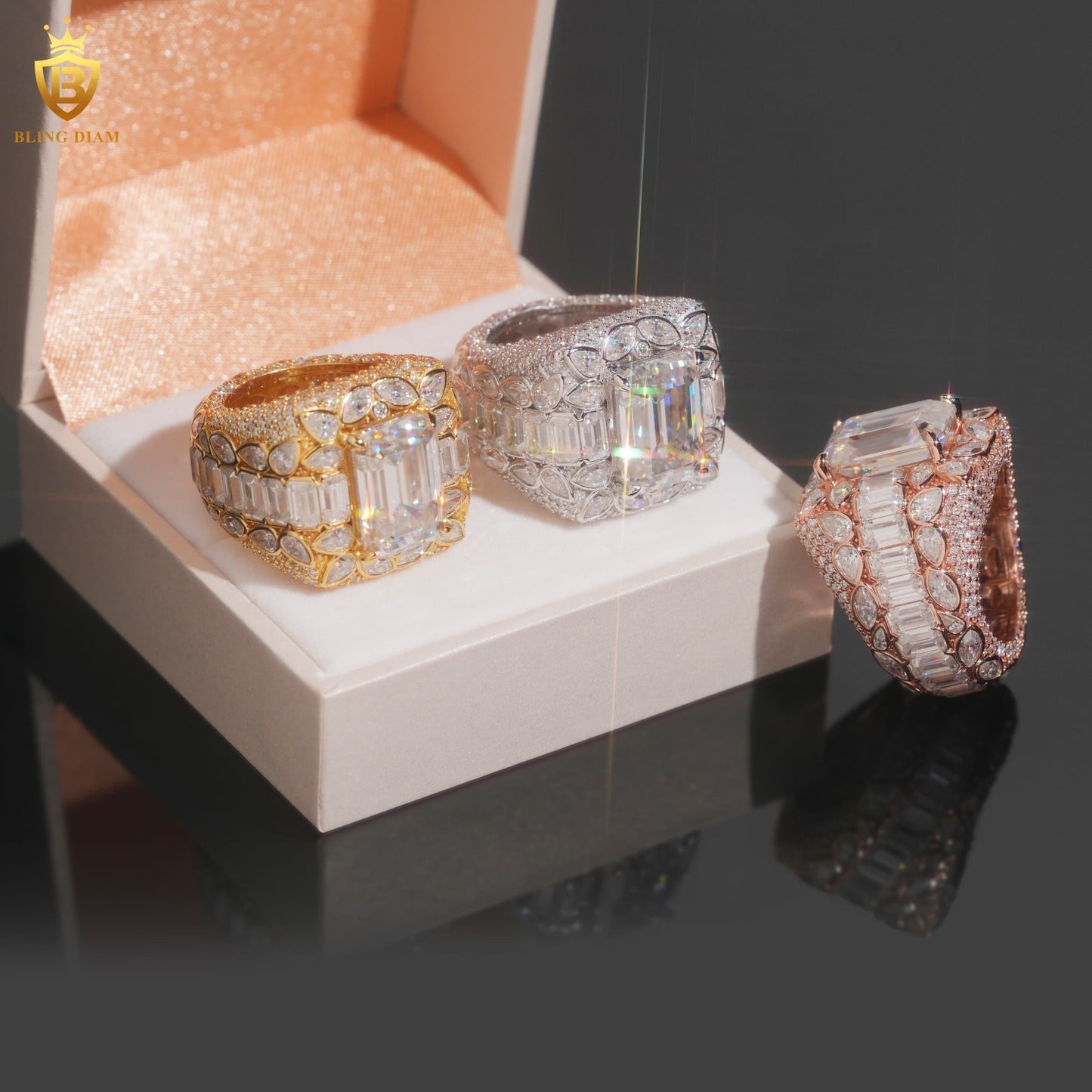 Buss down iced-out ring