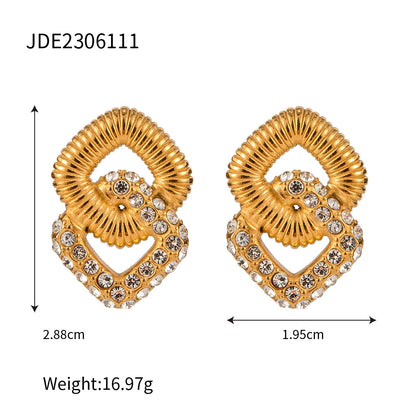 Inlaid Zircon Pearl Geometric Stud Earrings