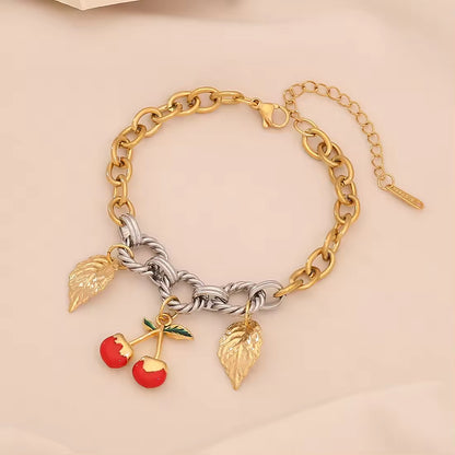Fruit Series Cherry Strawberry Charm Bracelet