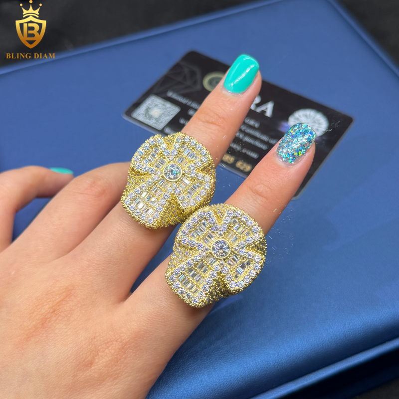 cross-shape iced-out ring