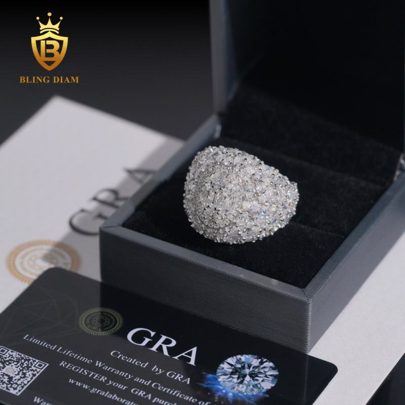 Iced-out moissanite ring
