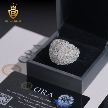 Iced-out moissanite ring