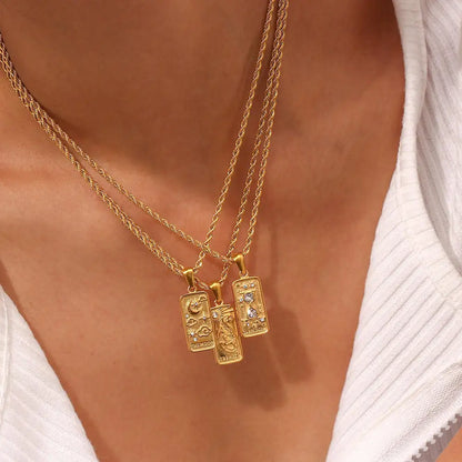 Zircon Tarot Card Pendant Necklace