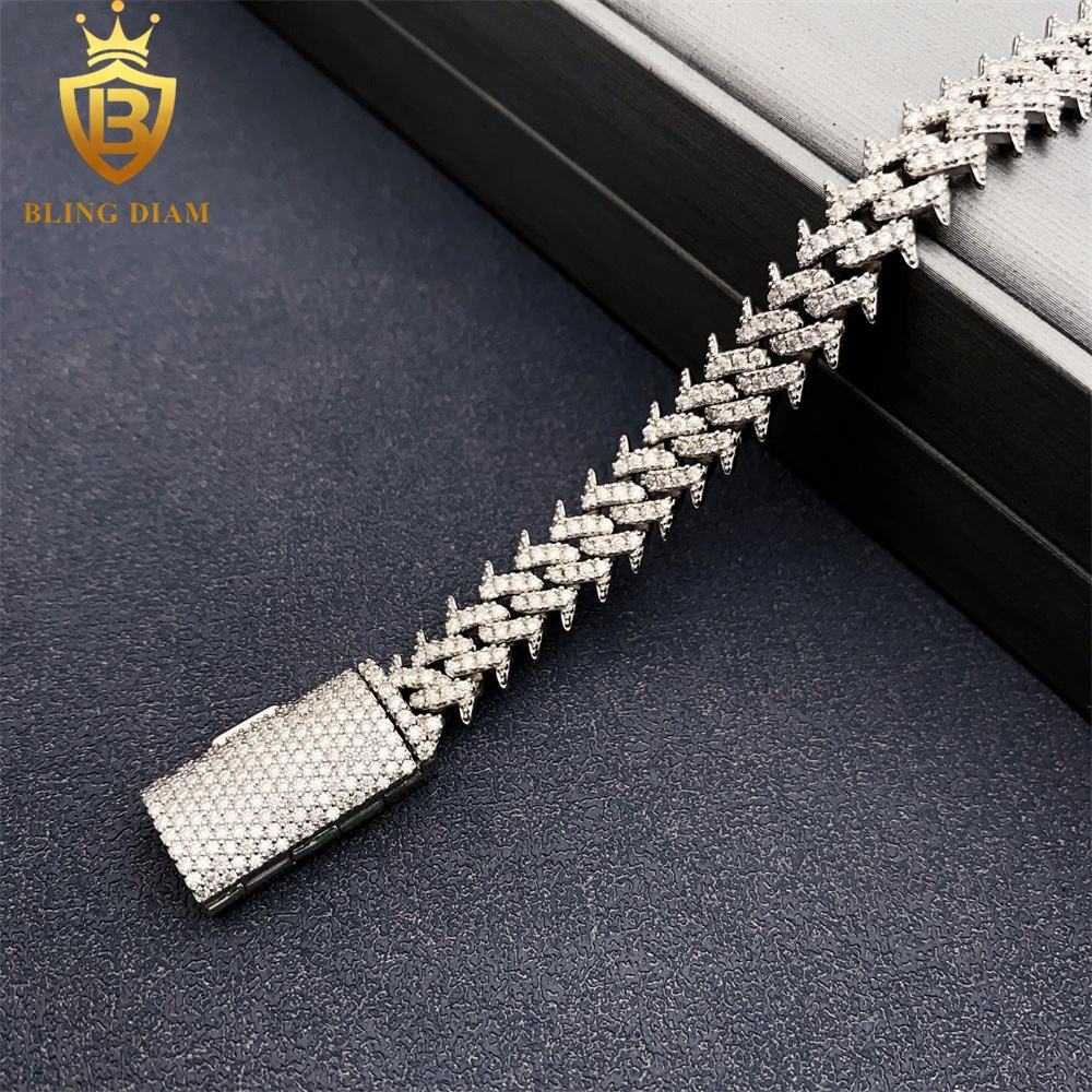 Spike 10mm 925 Silver VVS Moissanite chain