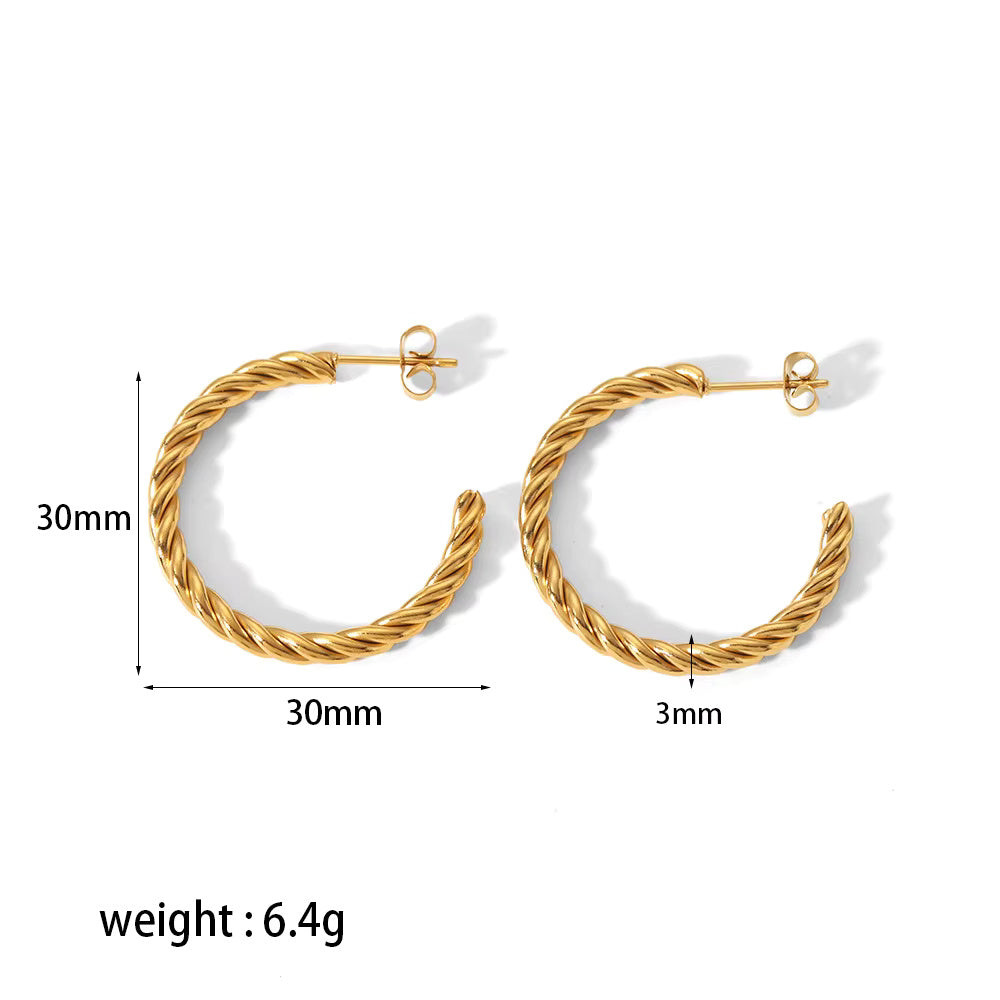 Chunky C-type Hoop Earrings