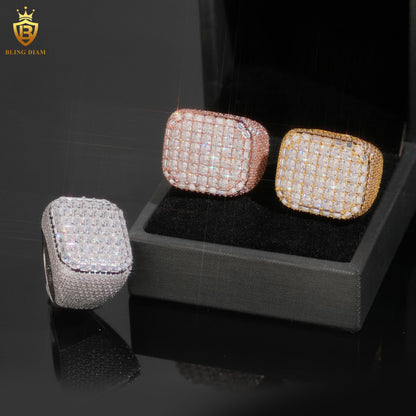 Rectangle square iced-out ring