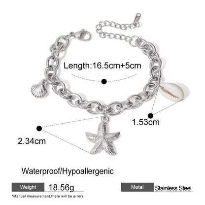 Seashell Starfish Link Chain Pendant Bracelets