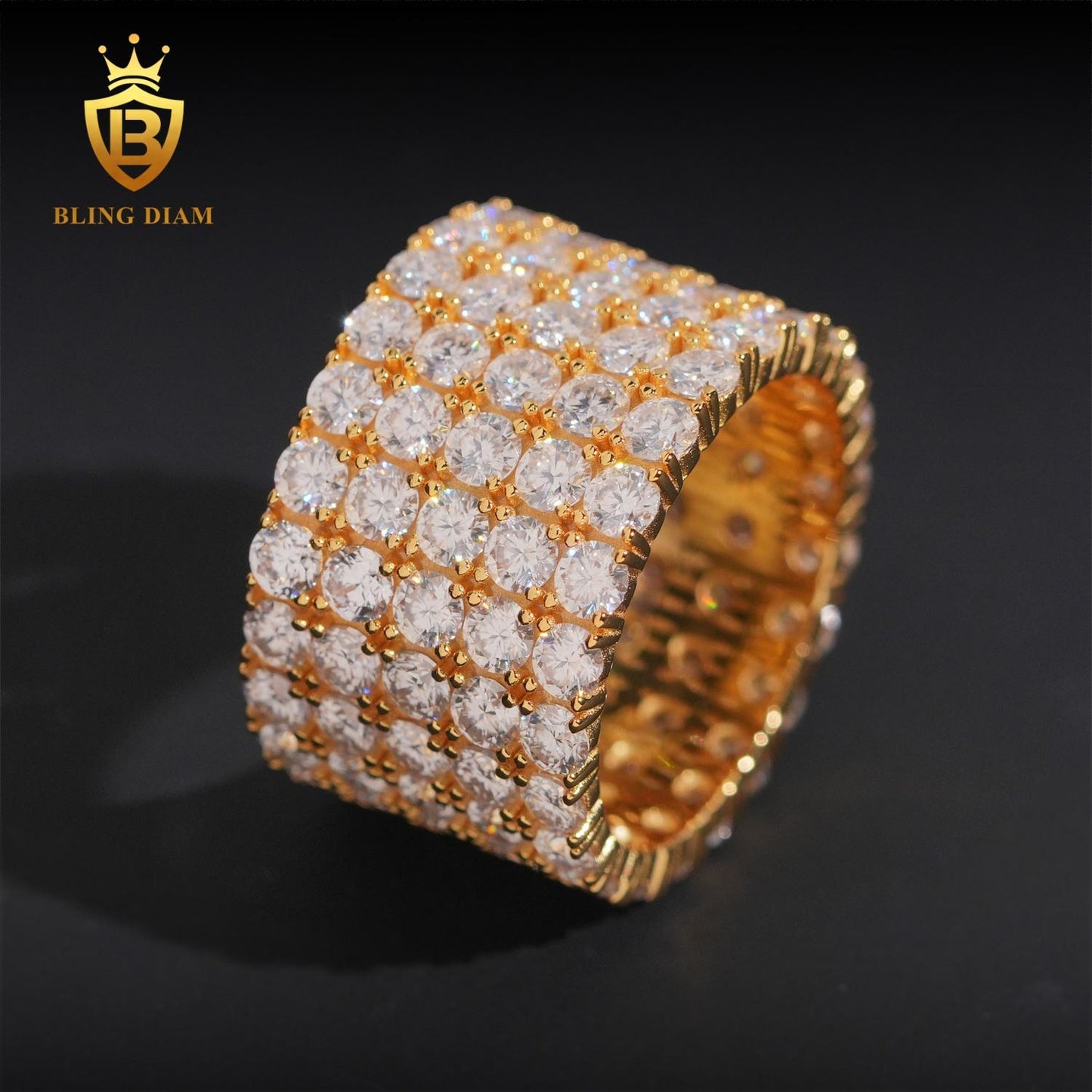 5 Row Iced Out Moissanite Ring