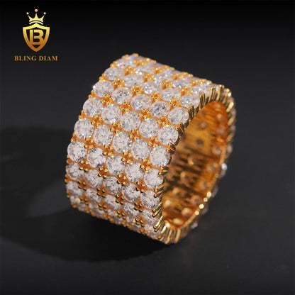 5 Row Iced Out Moissanite Ring