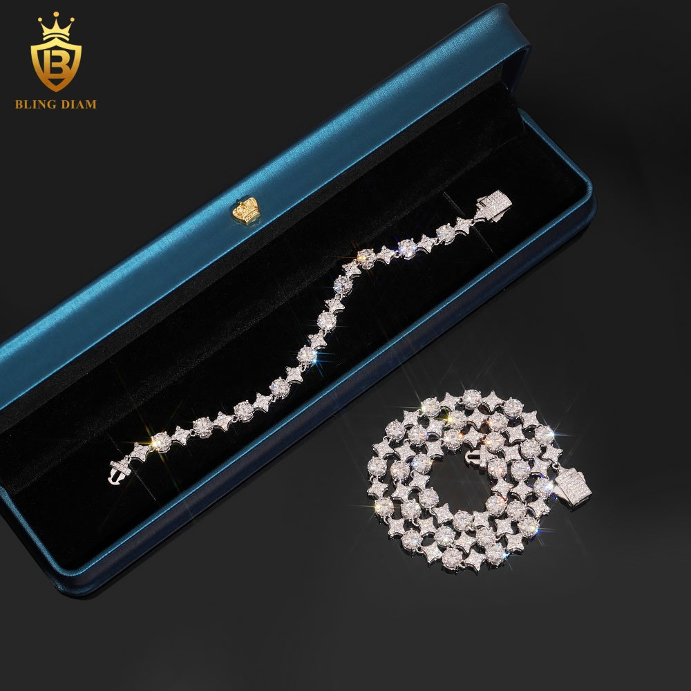 Round Moissanite Link Chain Bracelet