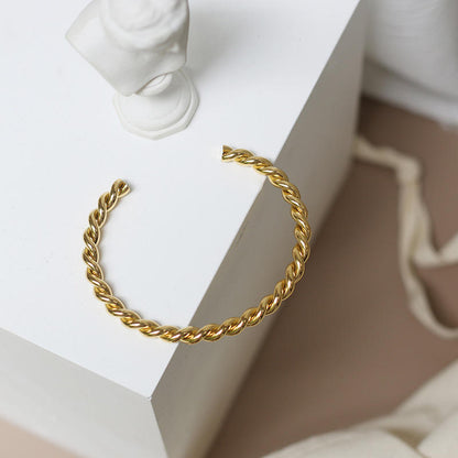 Twisted Open Cuff Bangle Bracelet