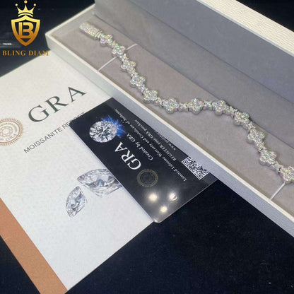 Clover Moissanite Cuban Link Bracelet