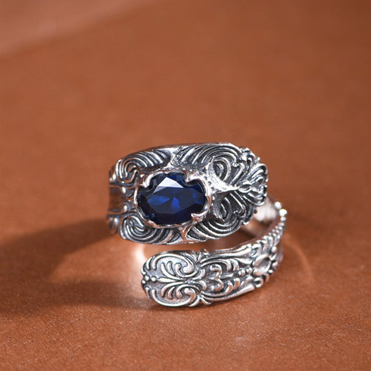 Ivy Engraved with Zircon Ring