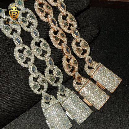 Iced Out Colored Stone Cuban Link Bracelet