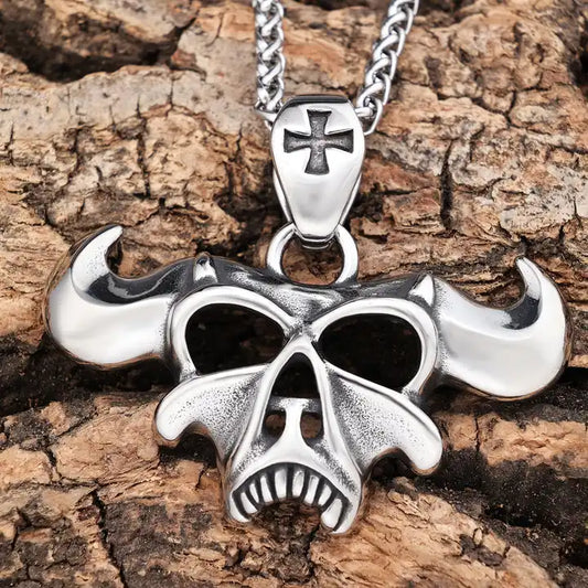 Horned Demon Skull Pendant